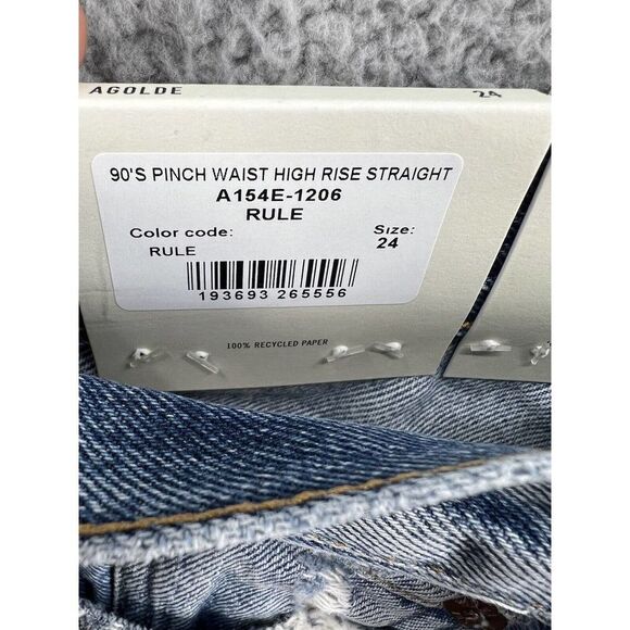 Agolde 90’s Pinch Waist High Rise Straight Size 24 in “Ruler” - Picture 9 of 12